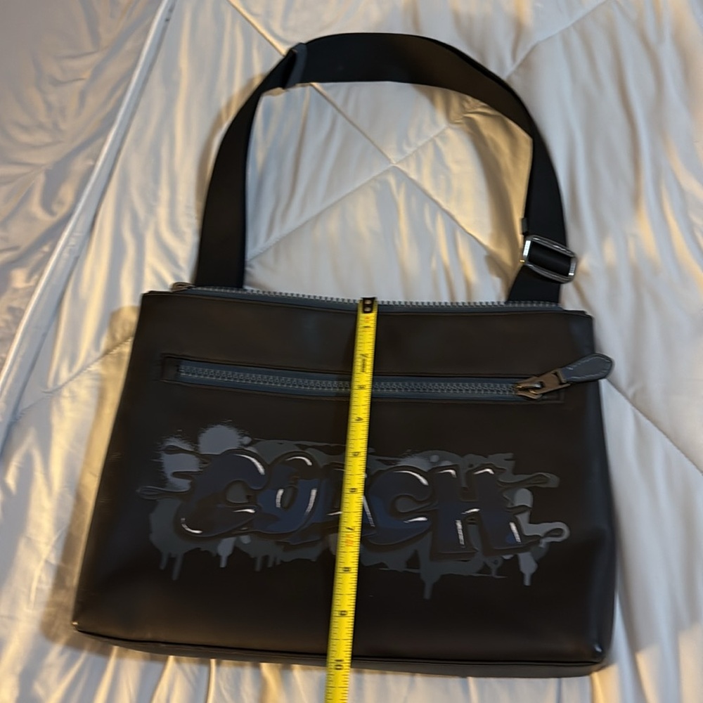 Coach Black Graffiti Leather Messenger Bag - Picture 5 of 5